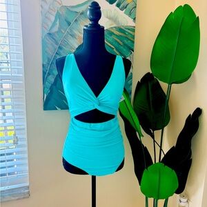 Turquoise Cutout Swimsuit